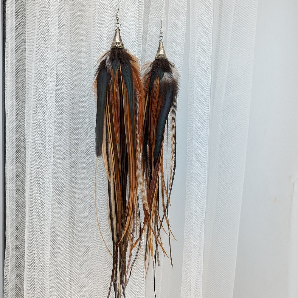 Extra Long Feather Earrings